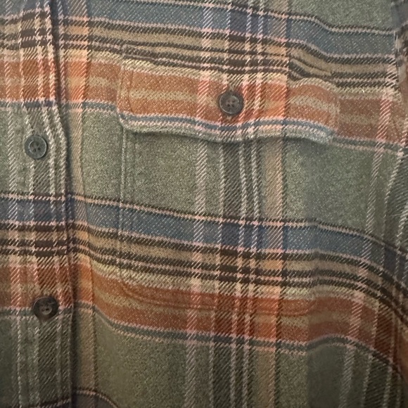 EUC Patagonia W XL Long-Sleeved Fjord Flannel Shirt Chambray Tundra Brown Plaid - Picture 4 of 5